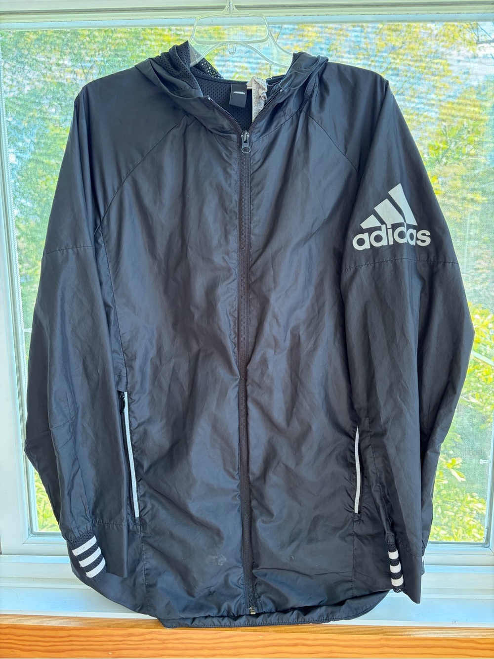 Poshmark: Adidas Sport ID Giant Logo Hooded Windbreaker Jacket Black Mens Large